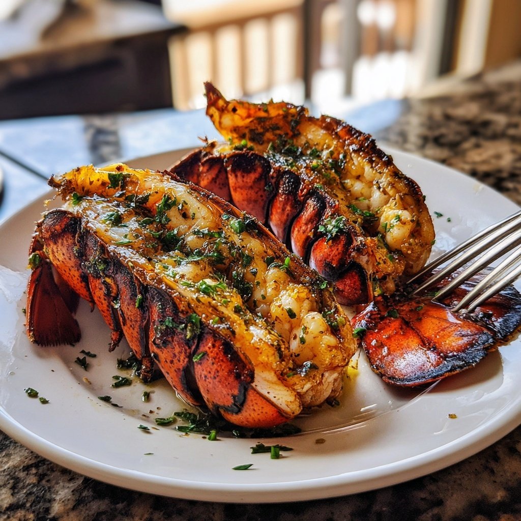 Grilled Lobster Tails Garlic Herb