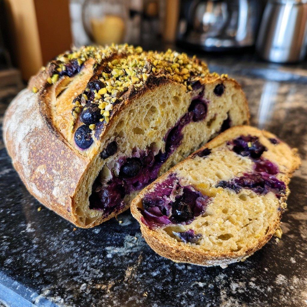 Blueberry Lemon Sourdough with Pistachio Topping