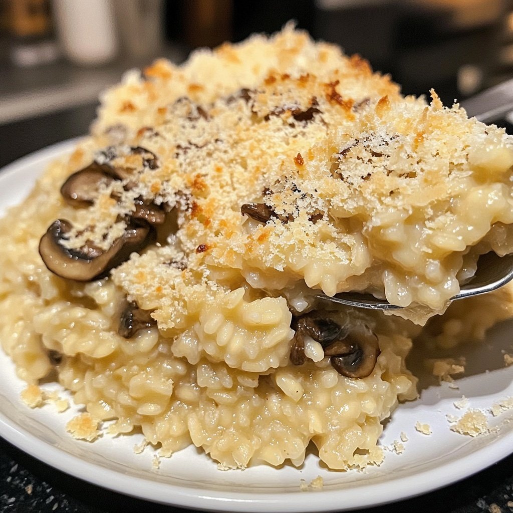 Oven-Baked Risotto with Mushrooms and Parmesan