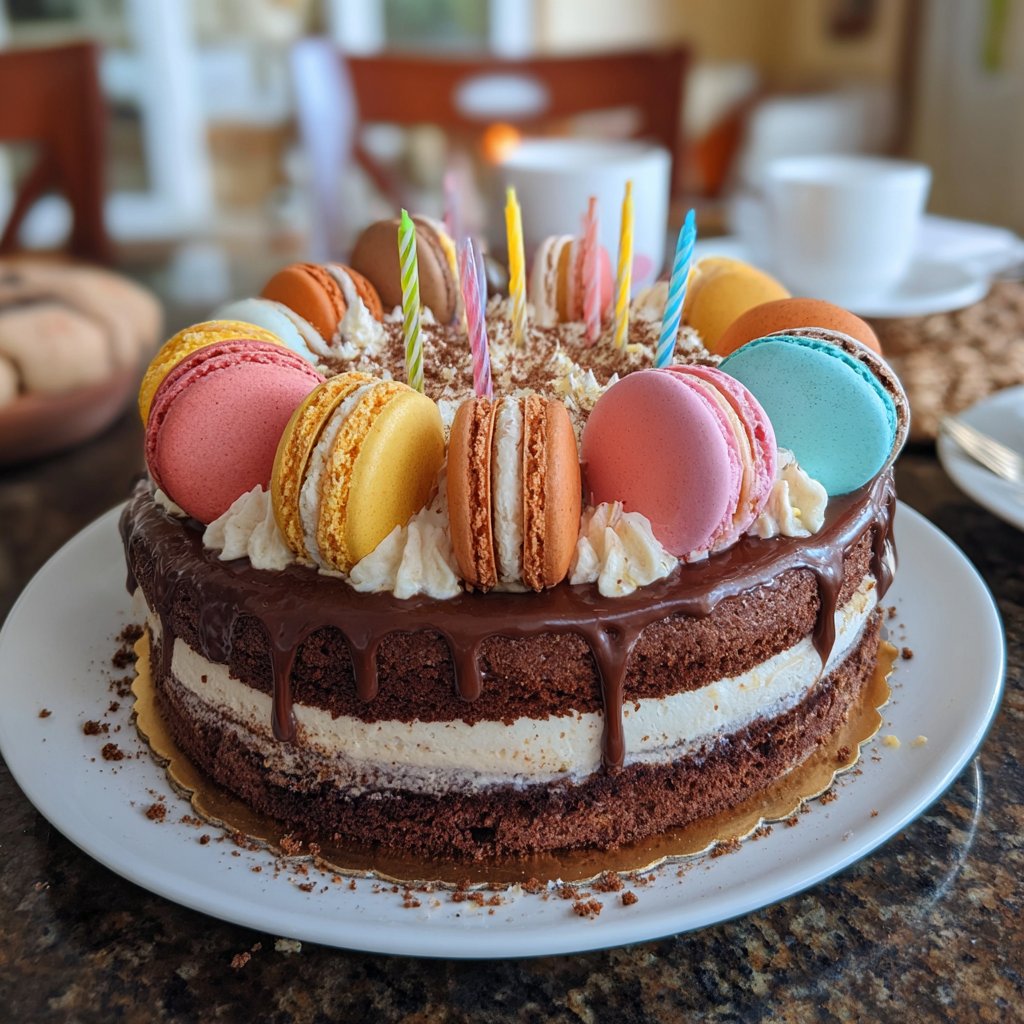 Eighteen Birthday Cake with Macarons