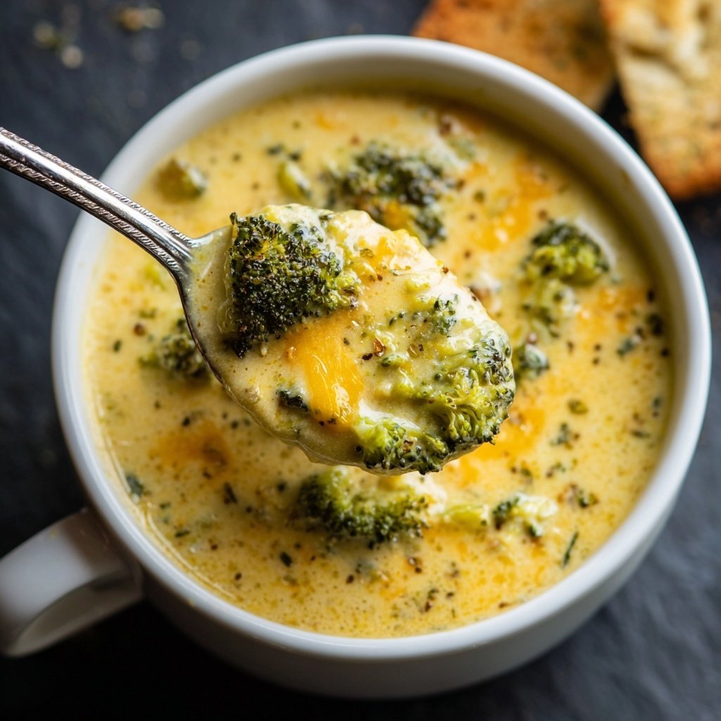 Broccoli Cheddar Lightened Soup