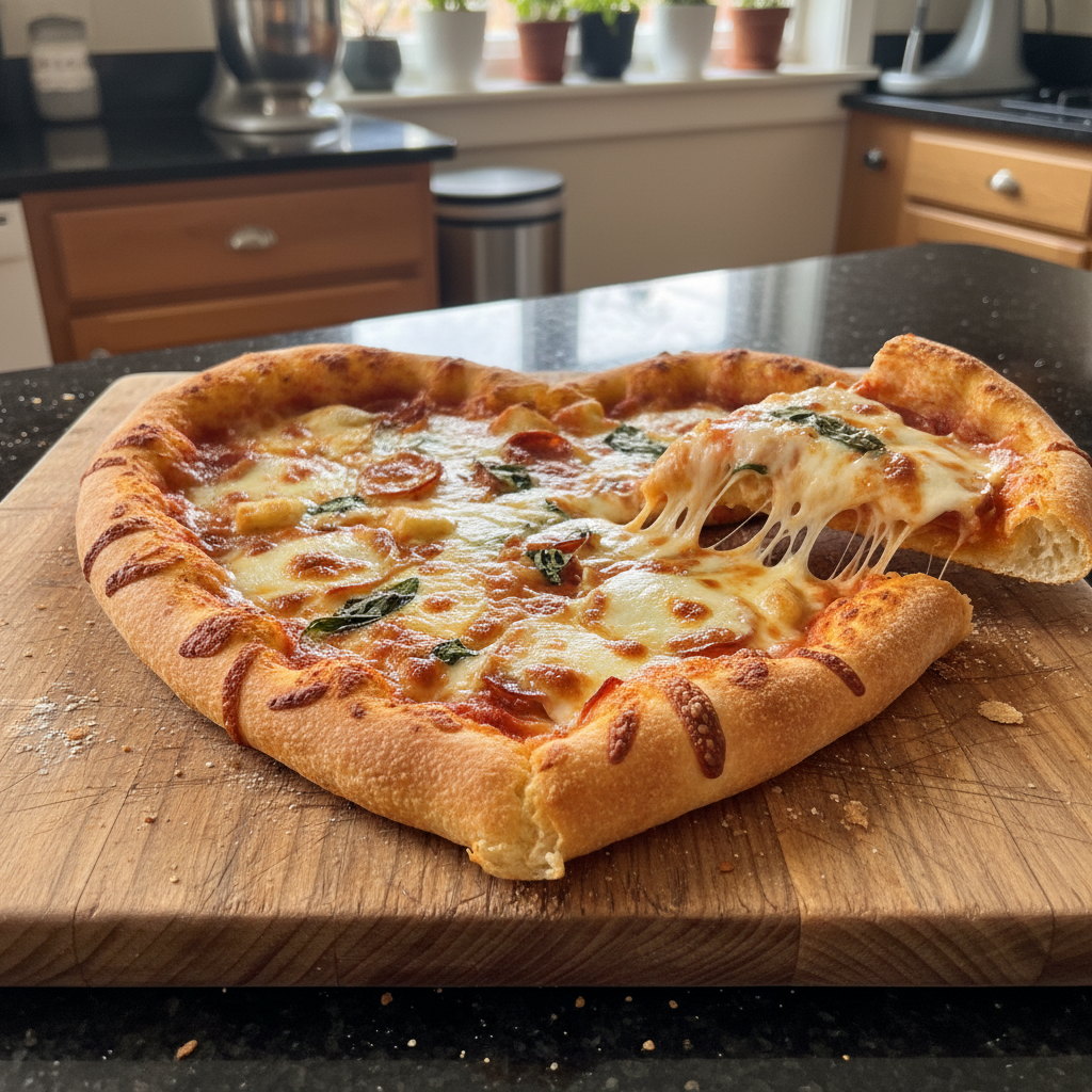 Valentine's Heart-Shaped Pizza