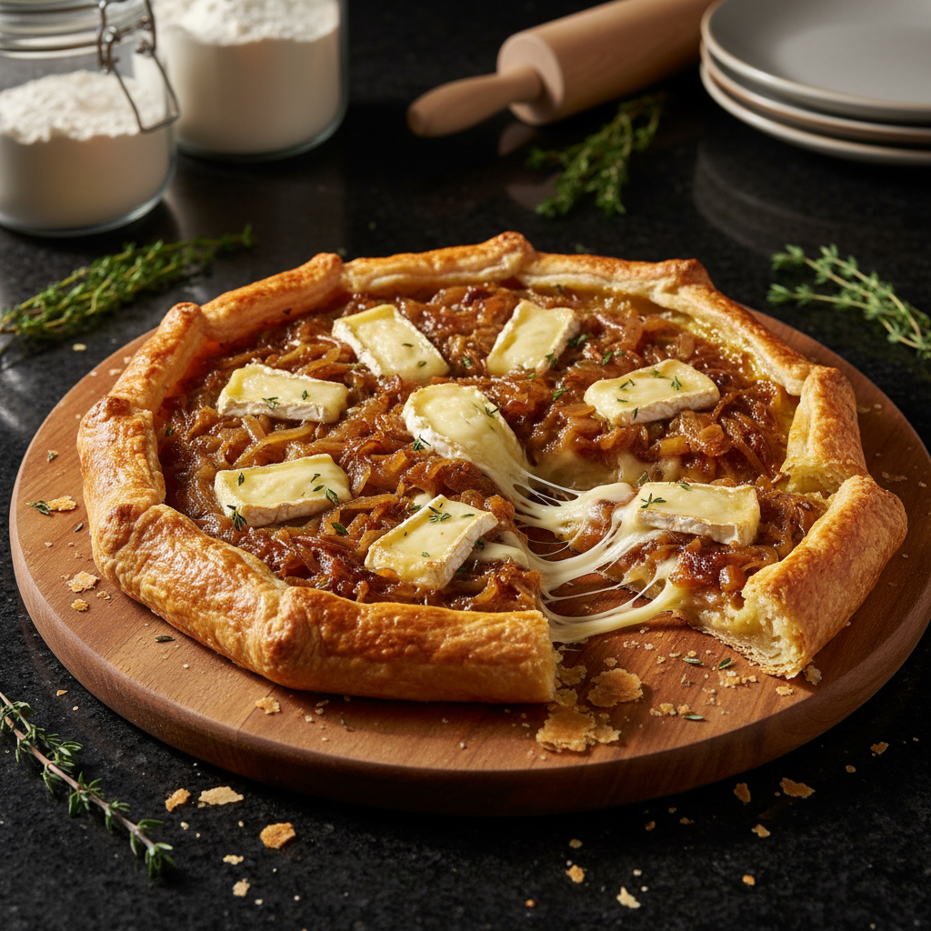 Savory Caramelized Onion and Brie Tart