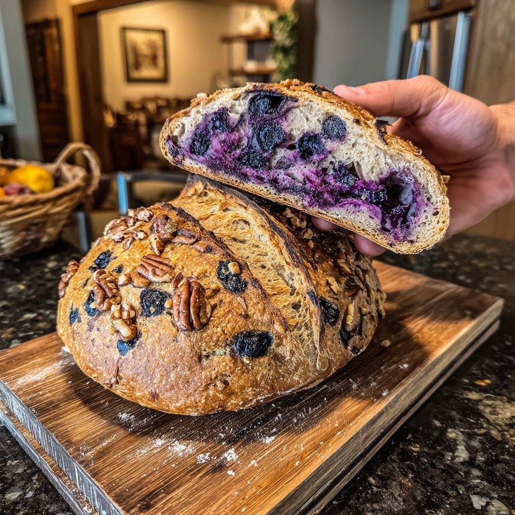 Blueberry Lemon Sourdough with Pecan Crunch