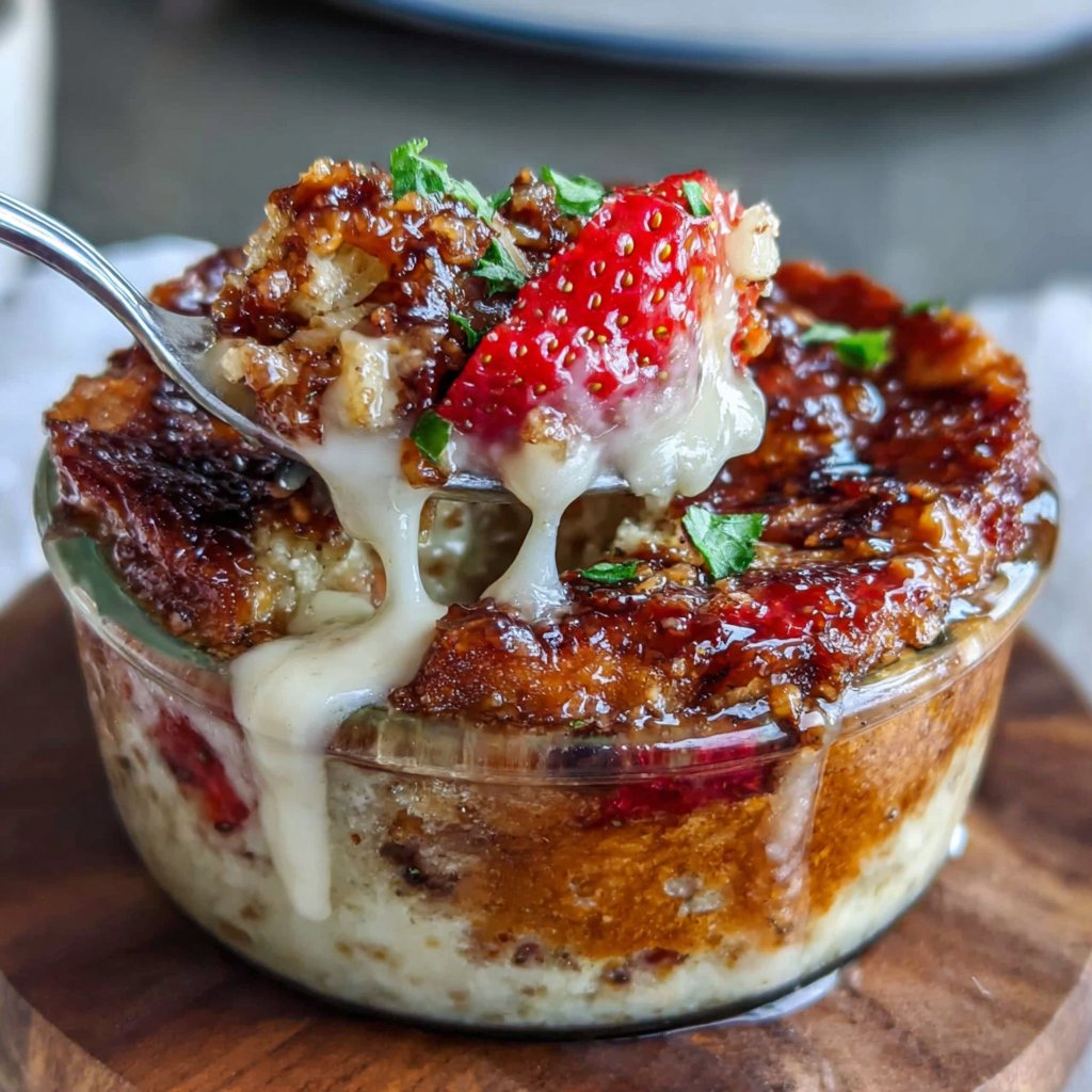 Baked Strawberry Bread Pudding