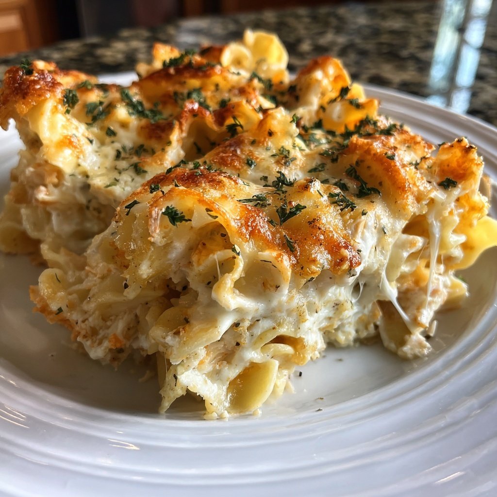 Chicken Alfredo Noodle Bake