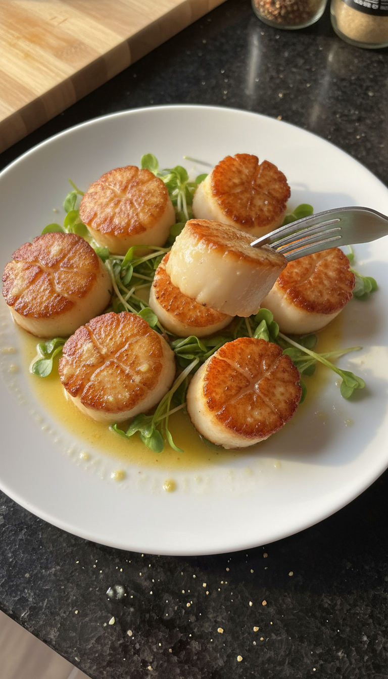 Crispy Pan Seared Scallops