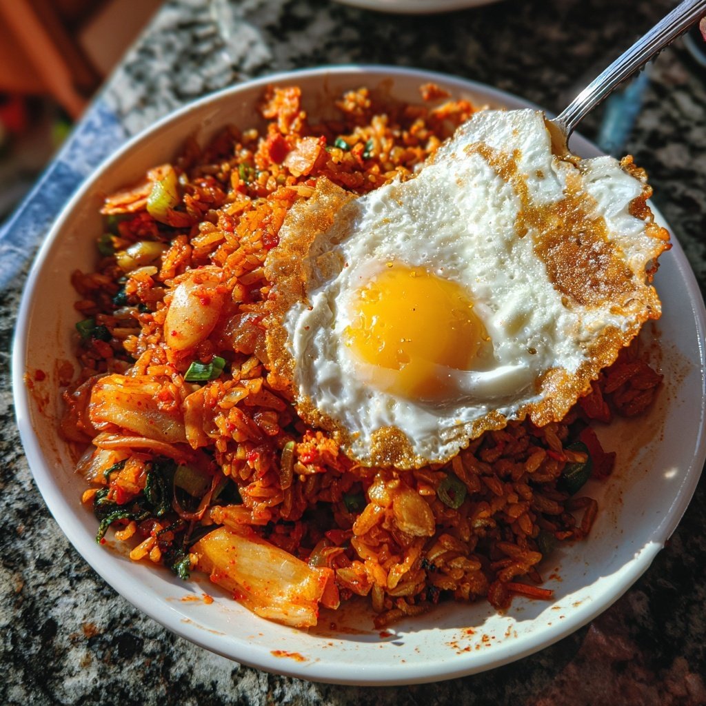 Kimchi Fried Rice with Crispy Egg