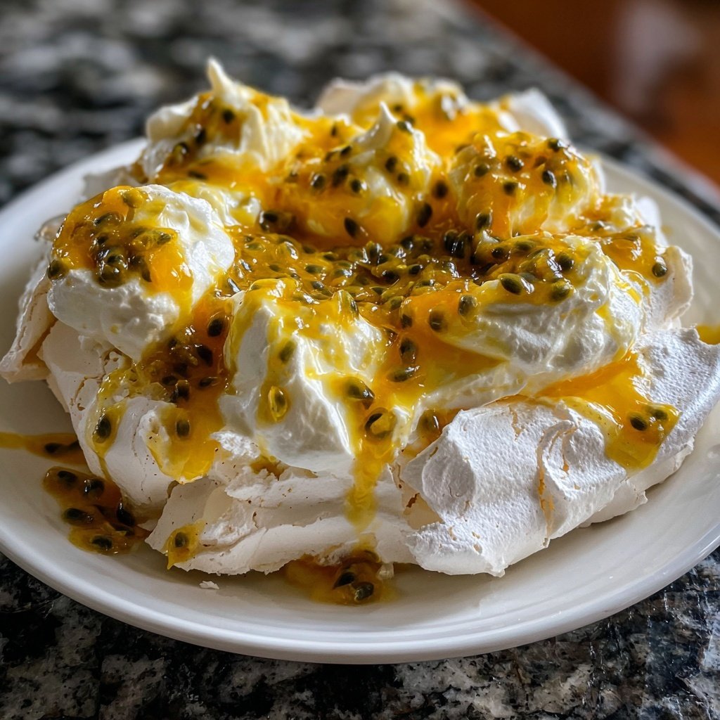 Limoncello Pavlova with Passion Fruit