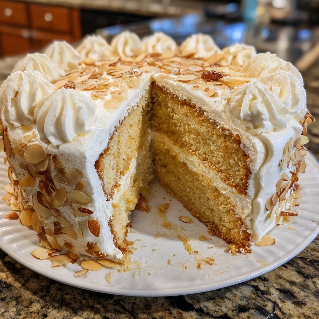 Vanilla Almond Layer Cake with Whipped Frosting
