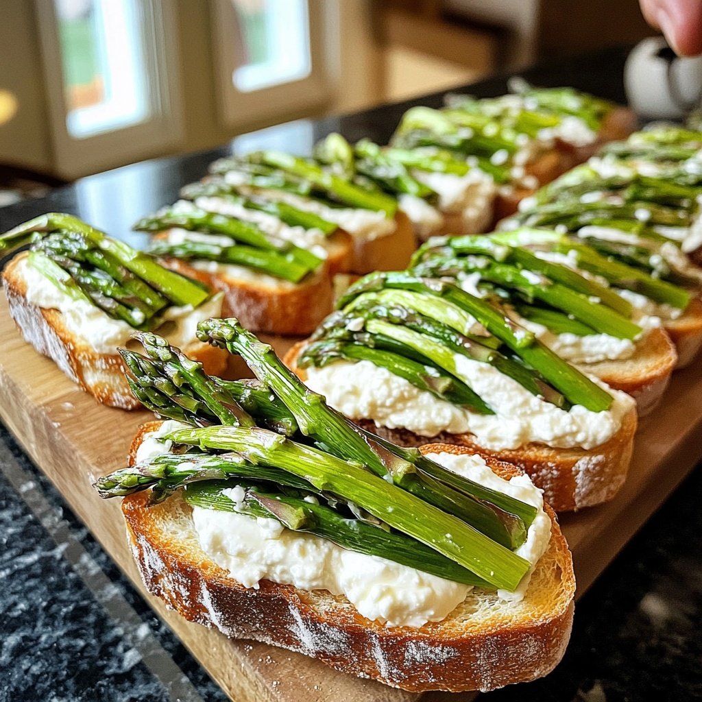 Asparagus Ribbon Ricotta Crostini