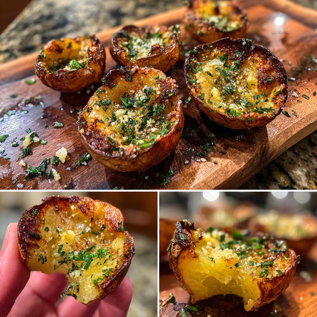 Smashed Garlic Potato Bites