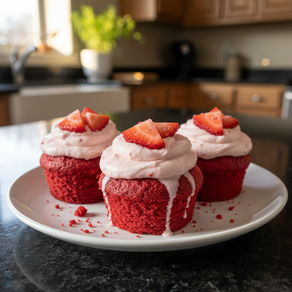 Strawberry Velvet Cupcakes