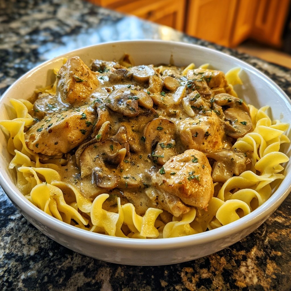 Chicken Stroganoff with Egg Noodles