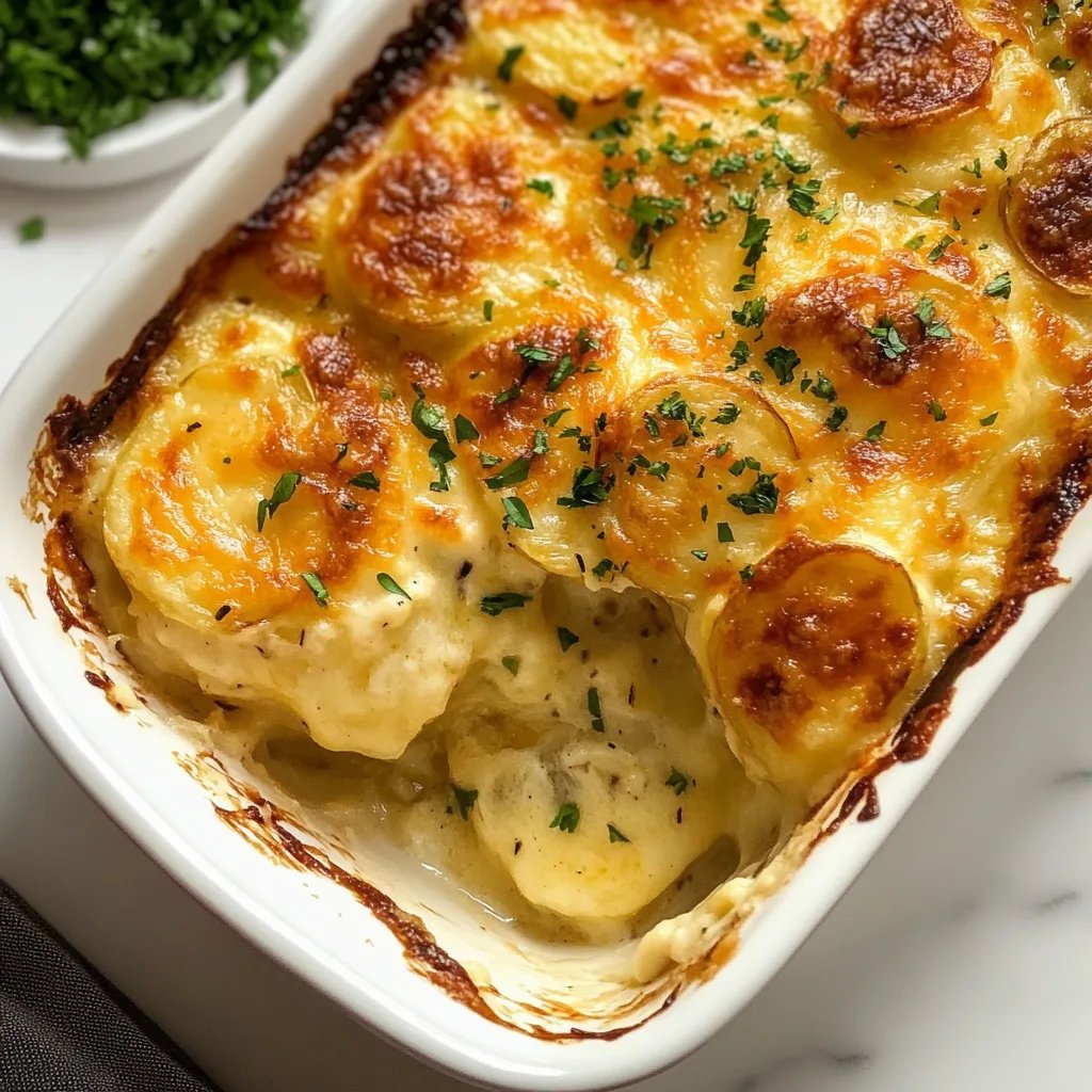 Roasted Garlic Potatoes au Gratin
