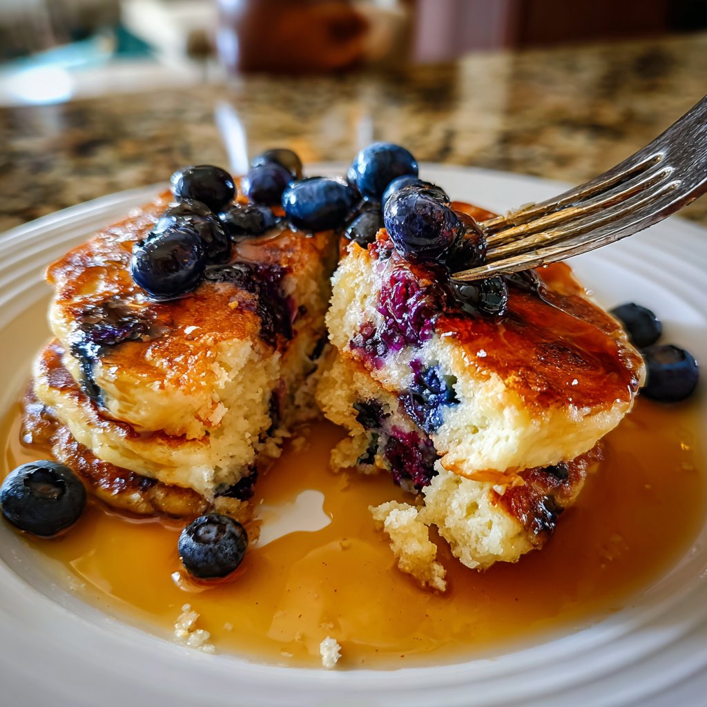 Blueberry Cottage Cheese Pancakes